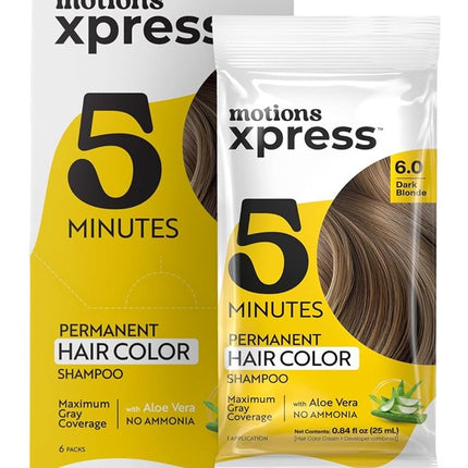 Motions Xpress Permanent Color Shampoo 6.0 Dark Blonde (6 Pieces)