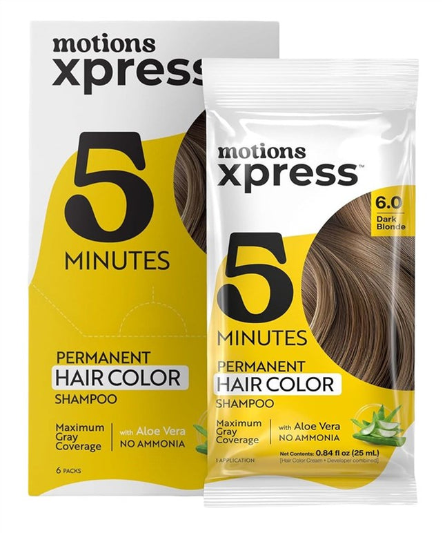 Motions Xpress Permanent Color Shampoo 6.0 Dark Blonde (6 Pieces)