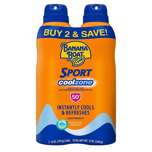 Banana Boat Spf#50+ Sport Coolzone Spray Twin Pack 6oz