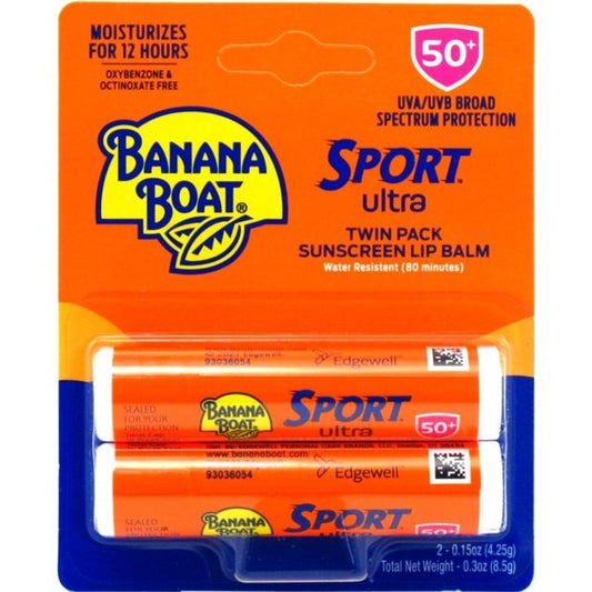 Banana Boat Spf#50+ Sport Ultra Lip Balm Twin Pk 0.15oz