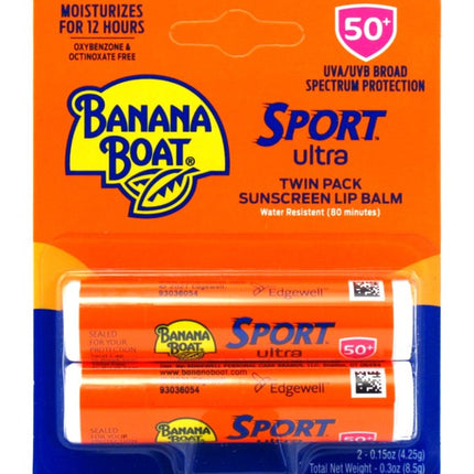 Banana Boat Spf#50+ Sport Ultra Lip Balm Twin Pk 0.15oz