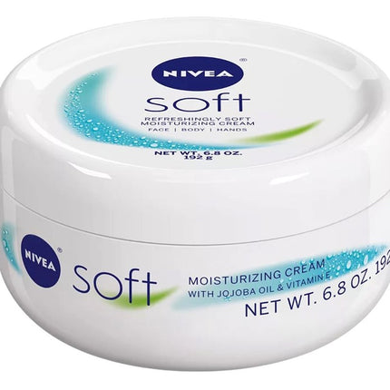 Nivea Soft Moisturizing Cream Face/Body/Hands 6.8oz Jar