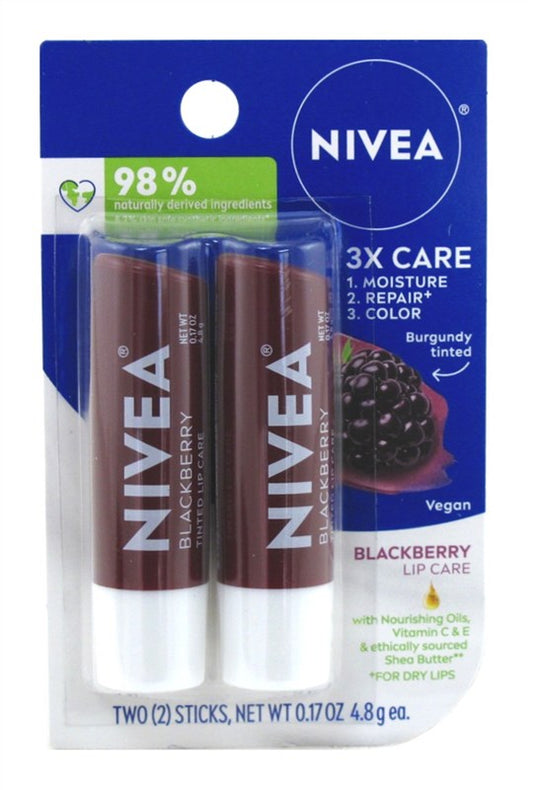 Nivea Lip Care Blackberry Twin Pack 0.17oz)