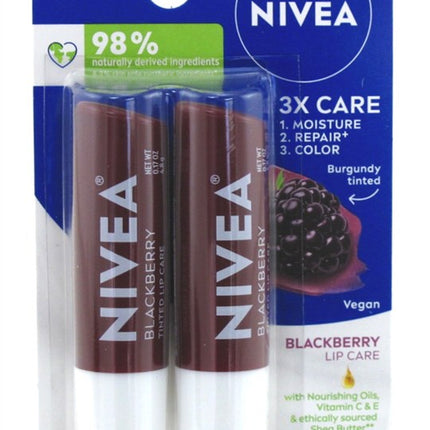 Nivea Lip Care Blackberry Twin Pack 0.17oz (6 Pieces)