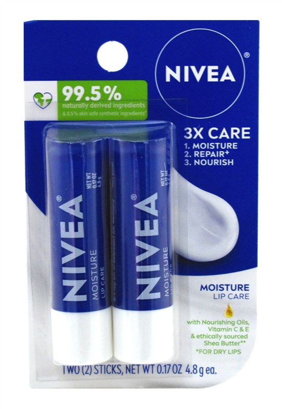 Nivea Lip Care Moisture Twin Pack 0.17oz (6 Pieces)