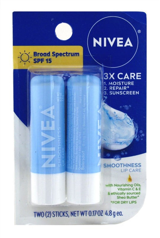 Nivea Lip Care Smoothness Twin Pack 0.17oz)
