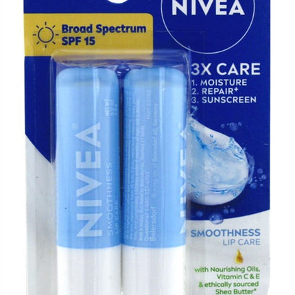 Nivea Lip Care Smoothness Twin Pack 0.17oz)