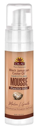 Okay Mousse Flexable Hold Black Jamaican Castoroil 7.5oz