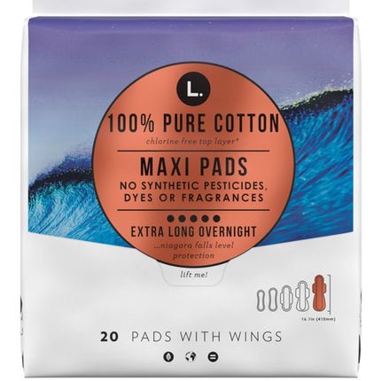 L. Pads Size 5 Maxi Extra Long Overnight 20 Count Wings