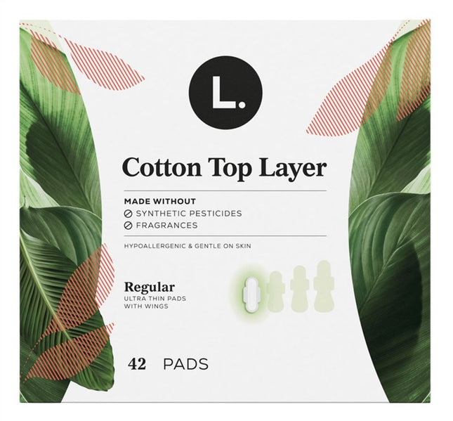 L. Pads Ultra Thin Cotton Top Layer Regular 42 Count Wings
