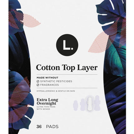 L. Pads Ultra Thin Cotton Top Layer Overnight 36 Count Wings