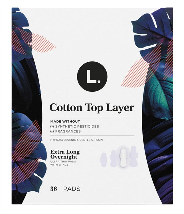 L. Pads Ultra Thin Cotton Top Layer Overnight 36 Count Wings