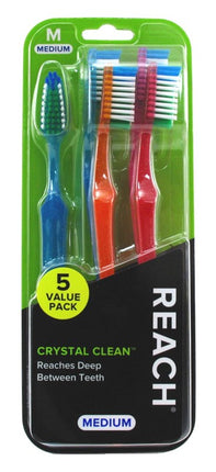 Reach Toothbrush Crystal Clean Medium (6 Pieces) Asst Clrs