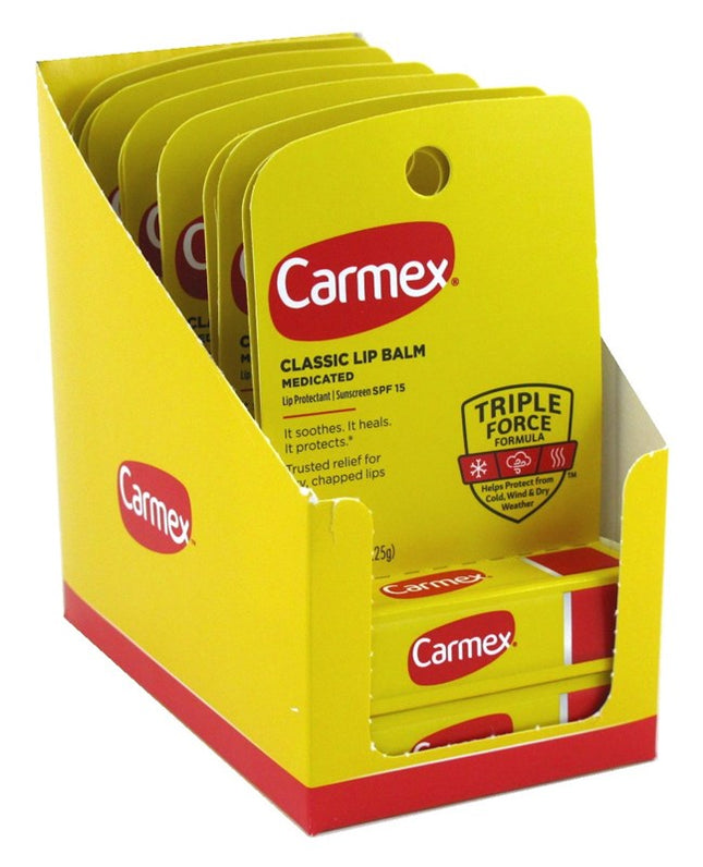 Carmex Lip Balm Stick Classic Medicated Spf#15 0.15oz (12 Pieces)