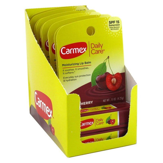 Carmex Lip Balm Stick Cherry Spf#15  0.15oz (12in) Display