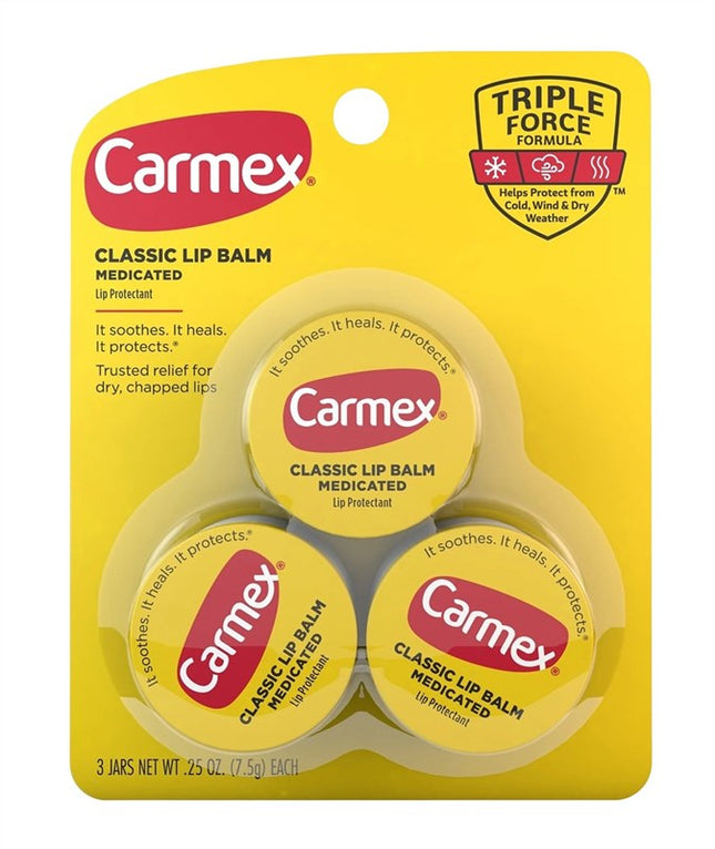 Carmex Lip Balm Jar Small Medicated 3 Pack 0.25oz