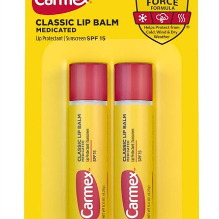 Carmex Lip Balm Stick Classic Medicated Spf#15 2 Pack (6 Pieces)