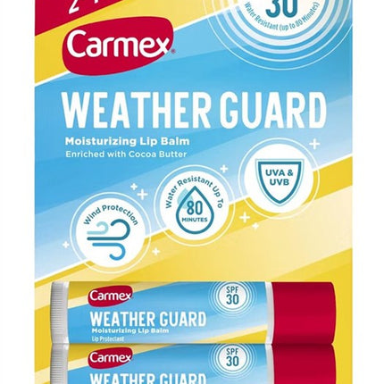 Carmex Lip Balm Stick Weather Guard Spf#30 2 Pk 0.15oz (6 Pieces)