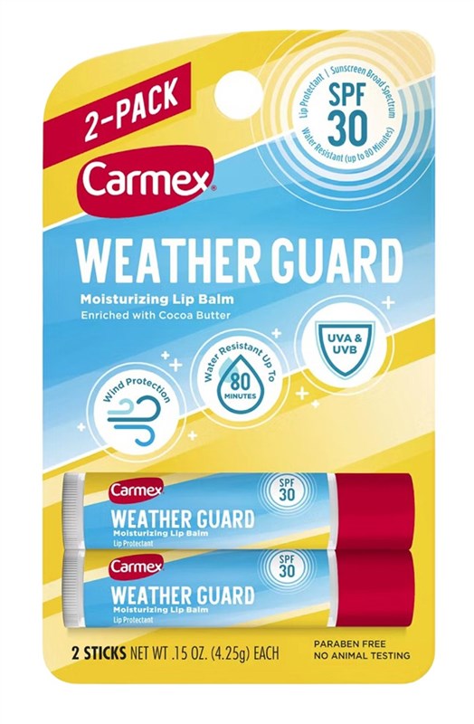 Carmex Lip Balm Stick Weather Guard Spf#30 2 Pk 0.15oz (6 Pieces)