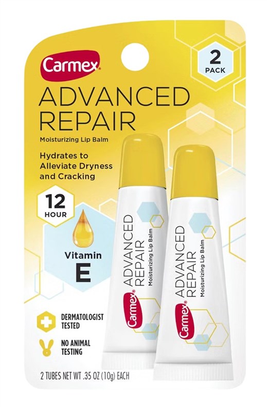 Carmex Lip Balm Tube Advanced Repair Vit-E 2 Pk 0.35oz)