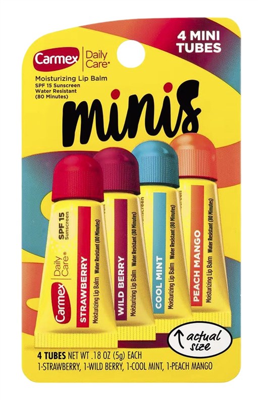 Carmex Lip Balm Tubes Mini Spf#15 Asst Flavors (4 Pieces)