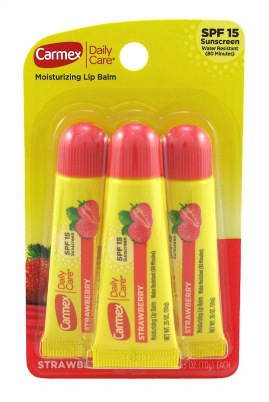 Carmex Lip Balm Tubes Straw Berry Spf#15 3 Pack 0.35oz