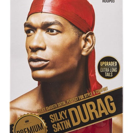 Kiss Red Durag Silky Satin Red Extra Long Tails (12 Pieces)