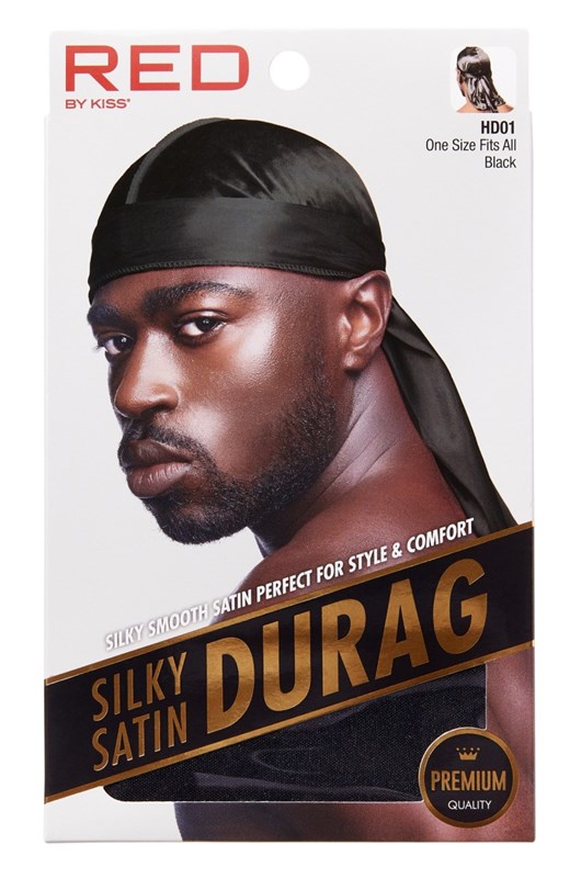 Kiss Red Durag Silky Satin Black One Size Fits All (12 Pieces)