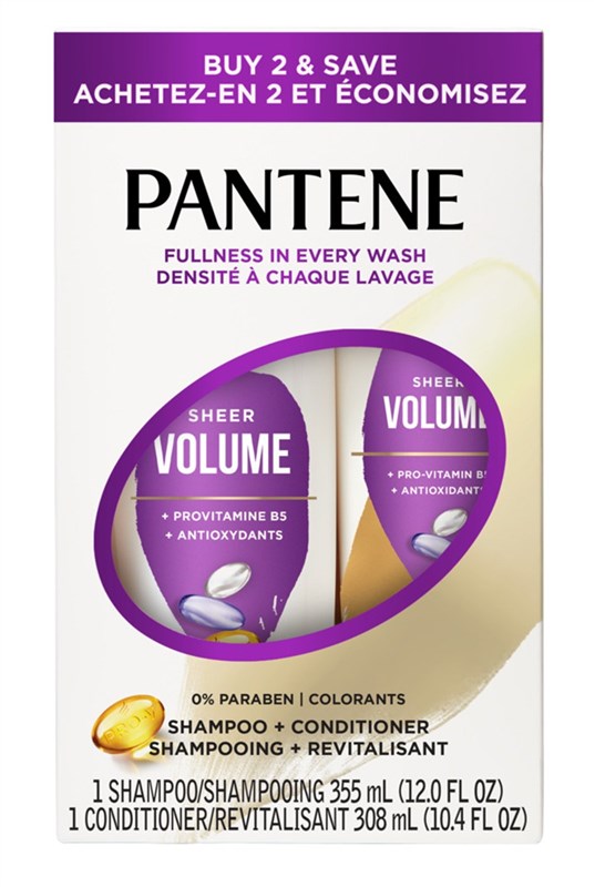 Pantene Shampoo 12oz + Cond 10.4oz Sheer Volume Dual Pack