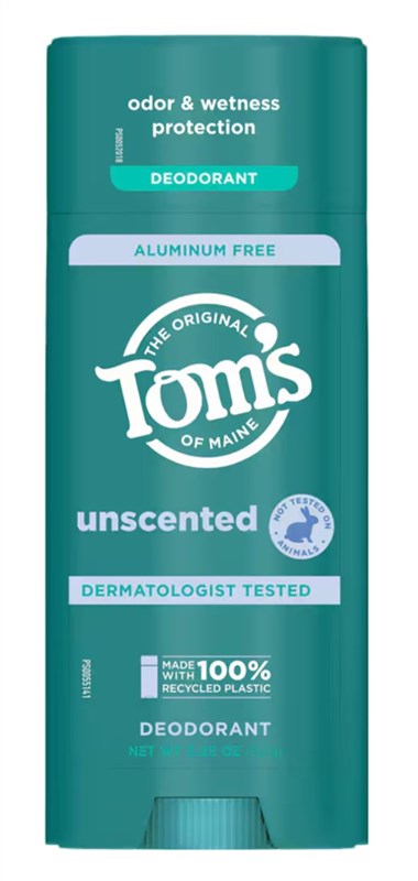 Toms Deodorant Stick Unscented Aluminum-Free 3.25oz