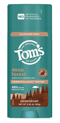 Toms Deodorant Stick Deep Forest Aluminum-Free 3.25oz