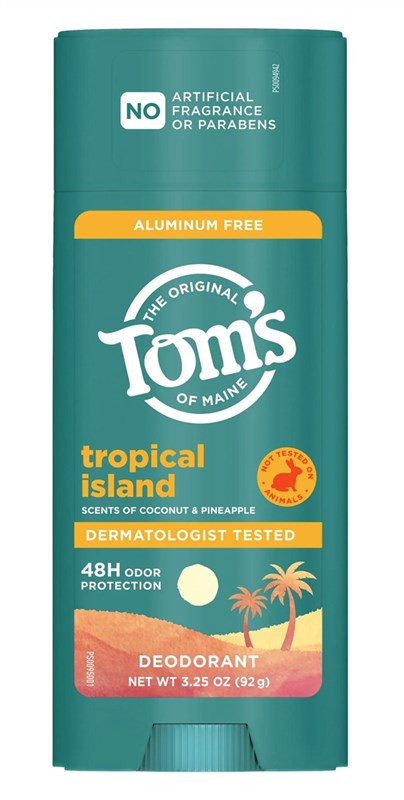 Toms Deodorant Stick Tropical Island Aluminum-Free 3.25oz