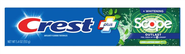 Crest Toothpaste 5.4oz Plus Scope Outlast + Whitening