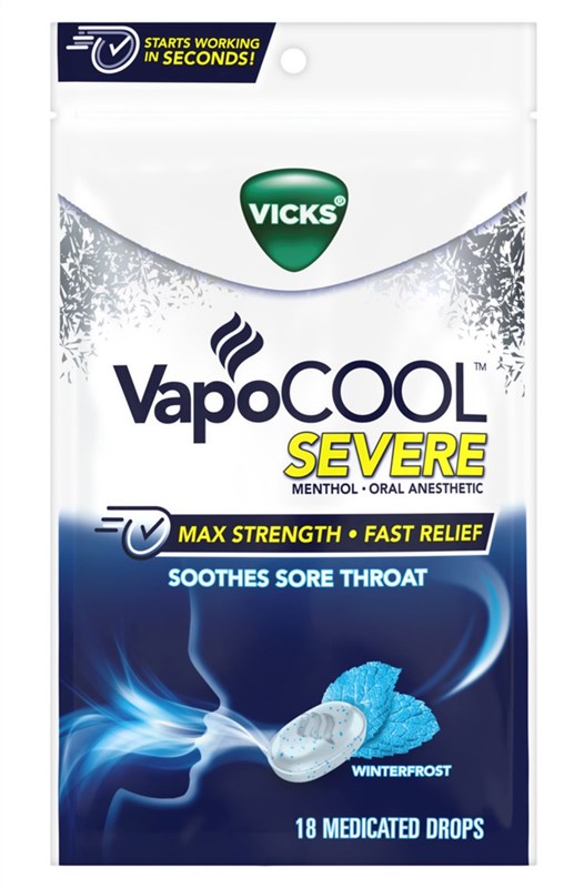 Vicks Vapocool Severe Menthol Cough Drop Winterfrst 18 Count
