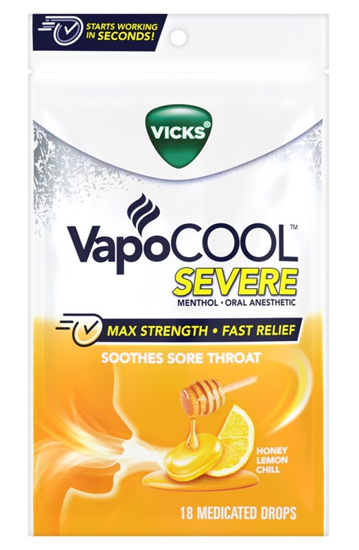 Vicks Vapocool Severe Menthol Cough Drop Honey Lmn 18 Count