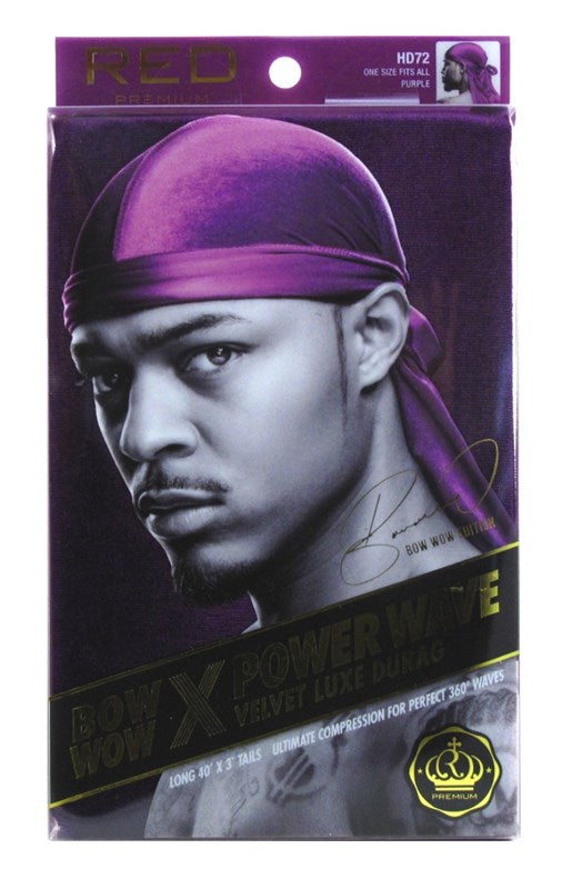 Kiss Red Durag Bow Wow Power Wave Velvet Purple (3 Pieces)