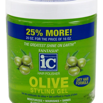 Fantasia Ic Styling Gel Olive Dry Hair Formula Bonus 20oz