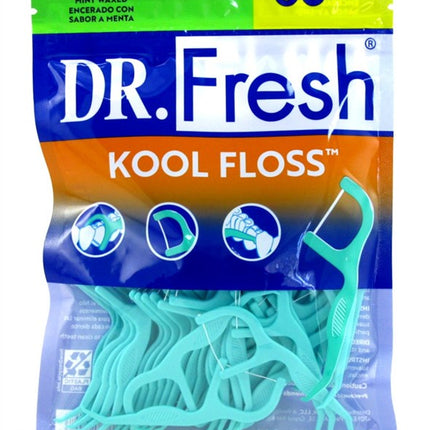 Dr. Fresh Kool Floss Picks 60 Count Mint Waxed (6 Pieces)