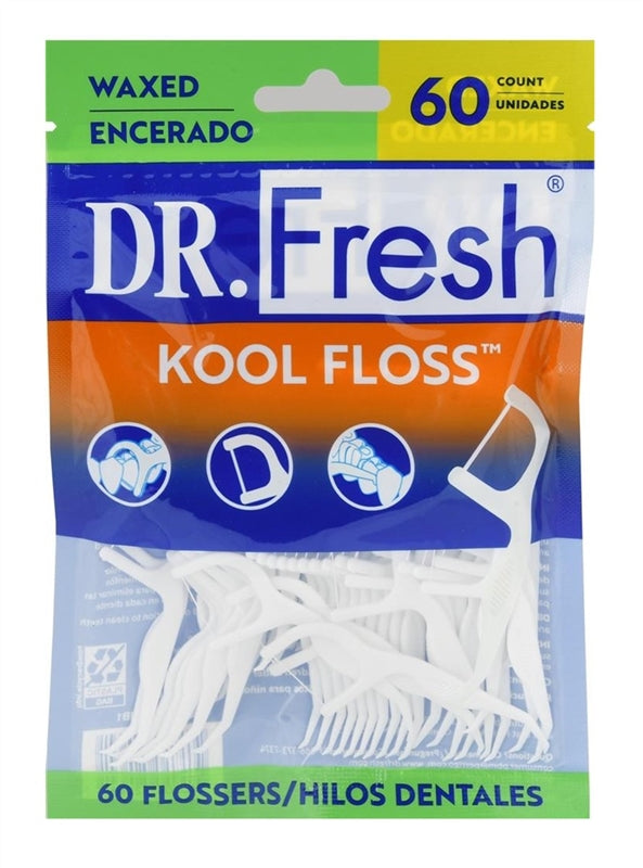 Dr. Fresh Kool Floss Picks 60 Count Waxed (6 Pieces)