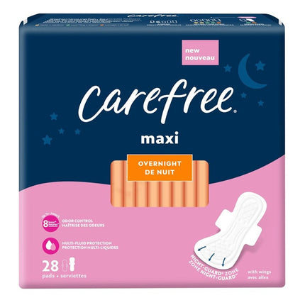 Carefree Maxi Overnight With Wings 28 Count