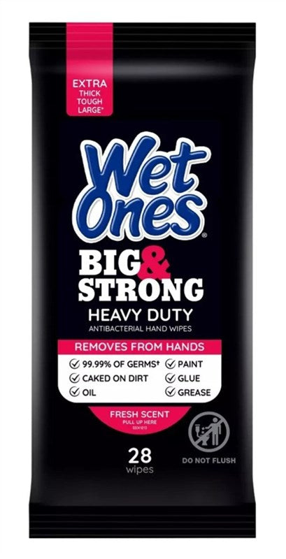 Wet Ones Anti-Bacterial Hand Wipes Big & Strong 28 Ct (6 Pieces)