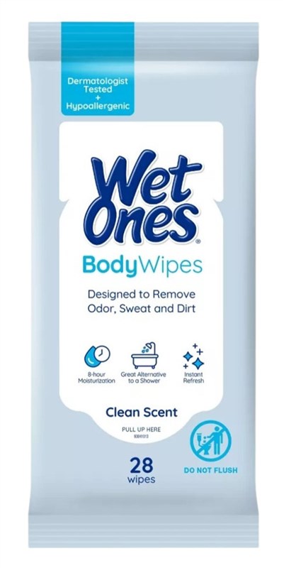 Wet Ones Body Wipes Clean Scent 28 Count (6 Pieces)