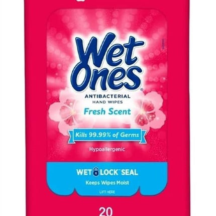 Wet Ones Anti-Bacterial Hand Wipes Fresh Scent 20 Ct (10 Pieces)