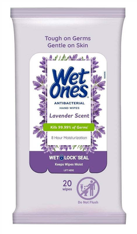 Wet Ones Anti-Bacterial Hand Wipes Lavender 20 Ct (10 Pieces)