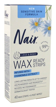Nair Hair Remover Wax Ready Strips 40 Count Sensitive Body