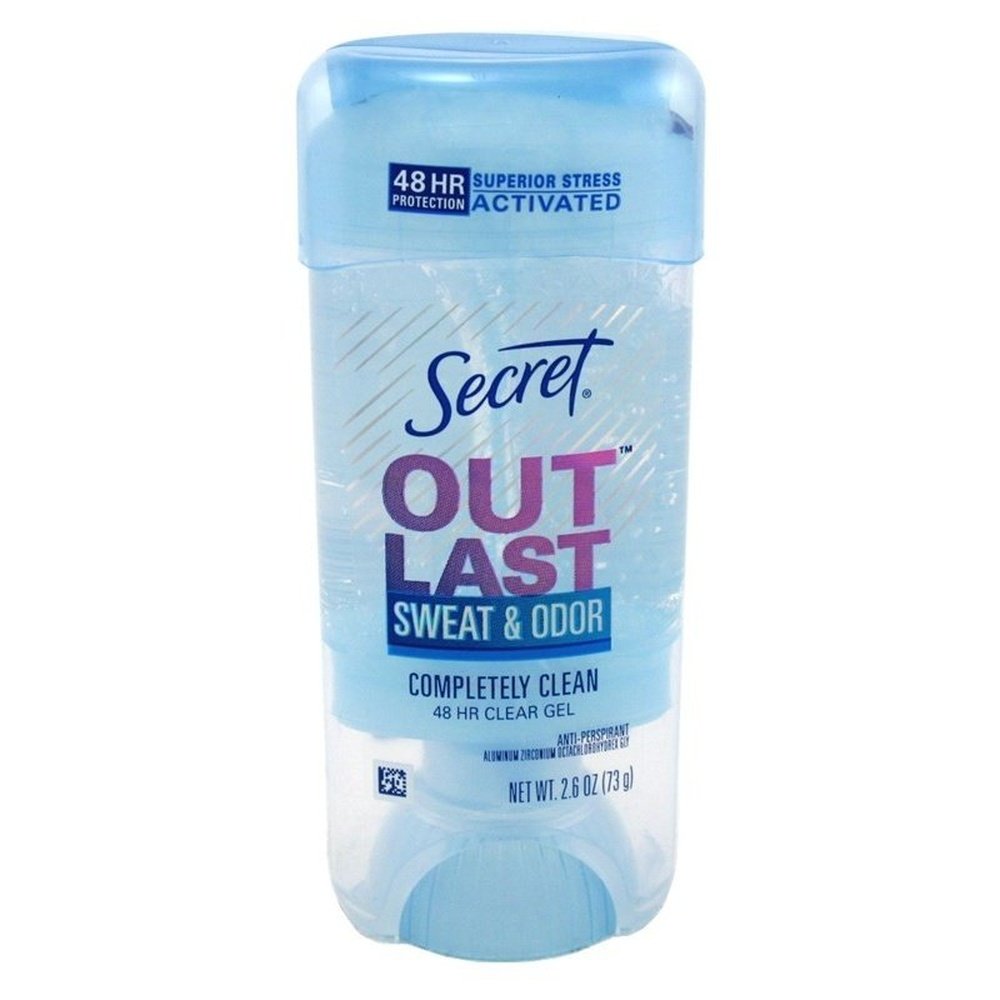 Secret Deodorant Outlast 2.6oz Clear Gel Completely Clean