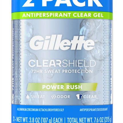 Gillette Deodorant Twin Pack Power Rush 3.8oz Clear Gel