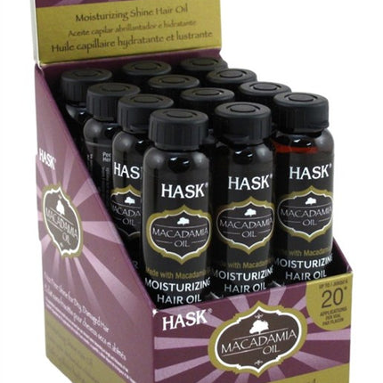 Hask Vials Macadamia Oil Moist Hair Oil 0.63oz (12 Pieces)