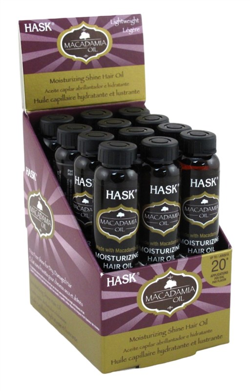 Hask Vials Macadamia Oil Moist Hair Oil 0.63oz (12 Pieces)