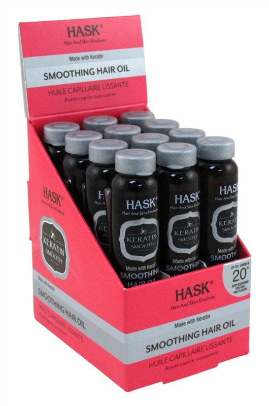 Hask Vials Keratin Smoothing Hair Oil 0.63oz(12 Pieces)